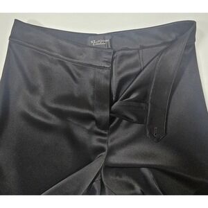 St John Couture Black Satin High Rise Straight Leg Trousers Pants Womens Size 6